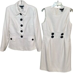 NWOT Etcetera Cream Skirt Suit Set with Dress Black Buttons Size 10 Bride Career